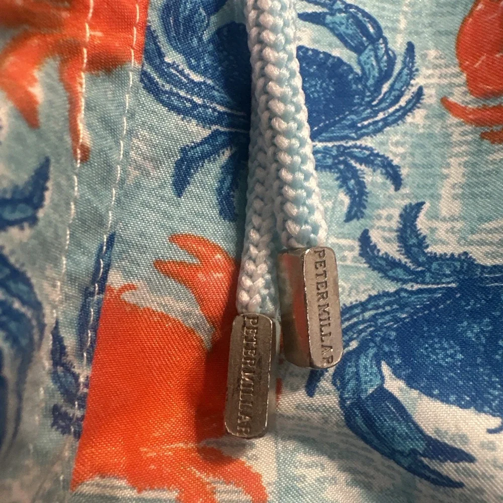 Peter Millar Seaside Swim Trunks Lined Crab Print Mens Size XXL 8